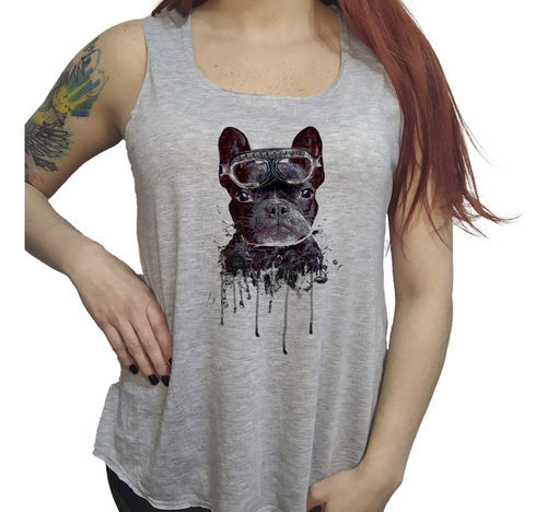 Musculosa Acampanada Perro Bull Dog Pintura Cool