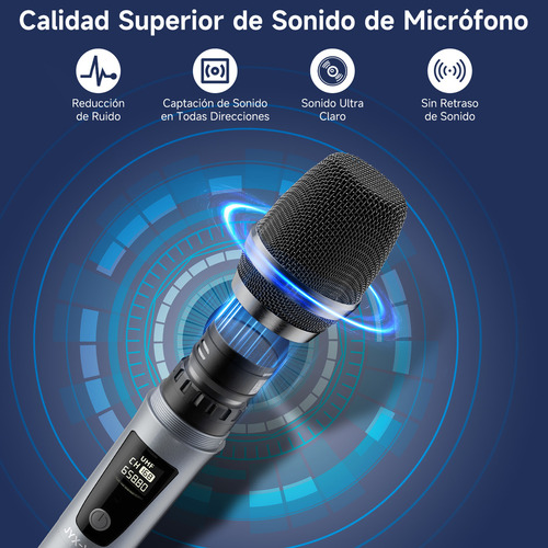 Jyx Micrófono Inalámbrico, Sistema De Micrófono Dinámic. Color Plateado