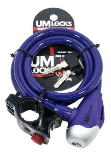 Linga Um Locks 8210-q Libra 12mm X 1mt Llave Y Soporte Bici Color Violeta