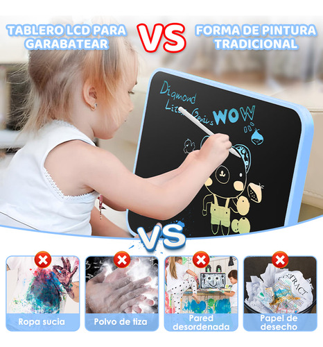 16in Pizarra Magica Tablet Dibujo Lcd Recargable Juguetes Ninos Regalos Bolígrafo Electrónico Magnético Color Azul Nasjac