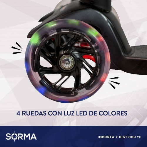 Imagen 5 de 9 de Monopatín Bullfooter Maxi Reforzado- 4 Ruedas Con Luces Led