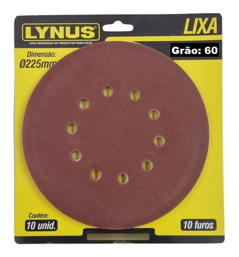 20 Discos De Lixa 225mm P/lixadeira Teto Parede 10 Furos Grão 60 Quantidade de cascalhos 60