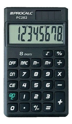 Calculadora De Bolso 8 Digitos Pc282 - Procalc Cor Preto