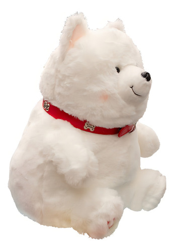 Perrito De Peluche Con Collar Super Suave Y Esponjoso 35cm Color Blanco