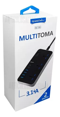 Multitoma Extensión Toma Corriente 3 Puestos Usb C Cargador