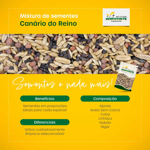 Mistura Semente Criador Canário Canaril 10kg Limpa Econômica
