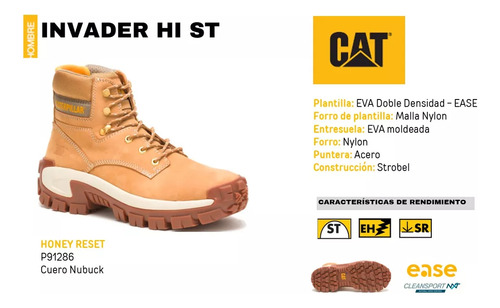 Botines Caterpillar Invader Hi St Punta De Acero Dieléctrico