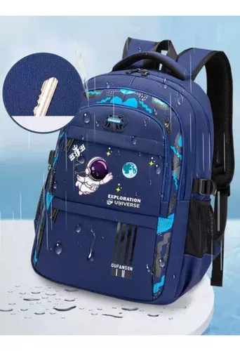 Juego de mochila escolar con ruedas para niños de 3 piezas, Negro/Azul  Cielo Estrellado