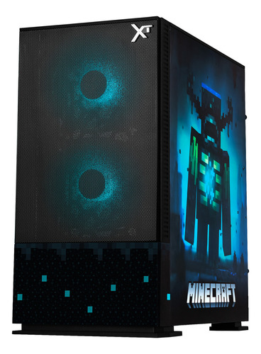 Gabinete Gamer Xtreme Pc Gaming Minecraft Warden V2 Edition Micro Torre Micro Atx 3 Fan Argb Mesh Cristal Templado