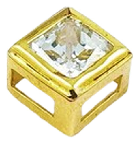 Dije Oro 18kts Cuadrado Piedra Cubic Joyas Regalo 0,6gr