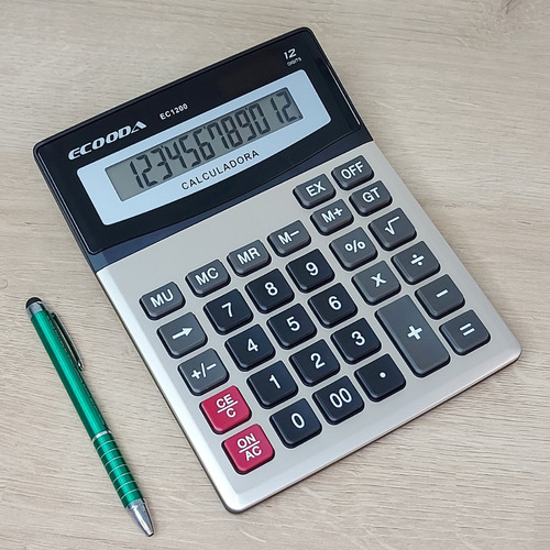 Ecooda EC1200 Calculadora 12 Dígitos Mesa/escritório/escolar Cor Preto
