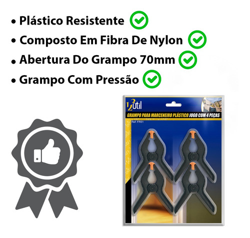 Imagem 5 de 6 de Grampo Sargento 4 Peças 7cm Para Carpinteiro Fixação Aperto