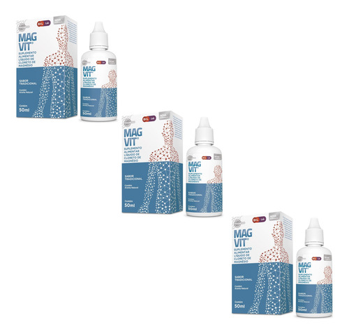 Kit 3 Cloreto Magnésio Líquido 50ml Tradicional - Magvit Tradicional