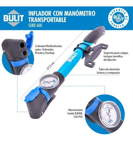 Inflador Con Manometro Serie 600 Bulit Inf S6 272 Ma