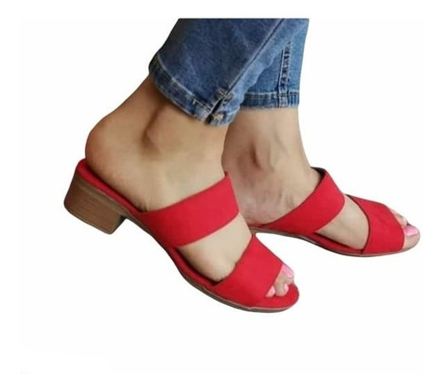 Sandalia 2 Tiras Dama Casuales Tacón 4cm