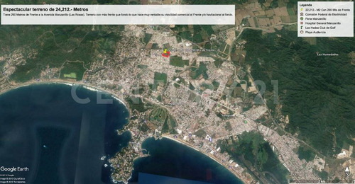 Terreno Comercial Con 290 Metros De Frente A Bulevar, En Manzanillo