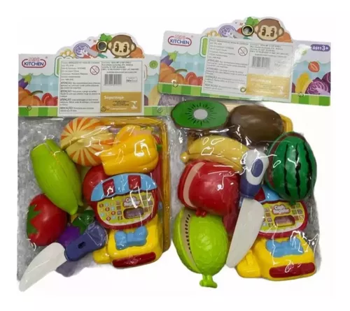 kit De Comidinha De Brinquedo Infantil Com Velcro Para Cortar Frutas e  Legumes, Jogo De Educativo Alimentos Reutilizáveis Cozinha