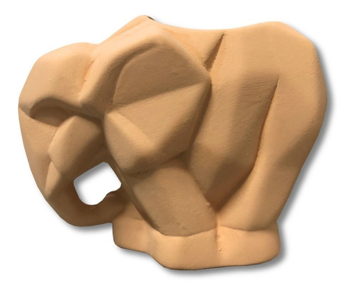Imagen 1 de 3 de 2 Macetas De Barro Forma De Elefante Geometrico Para Pintar
