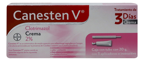 Canesten V Tratamiento 3 Dias Crema 2%  Caja C/ Tubo De 20g