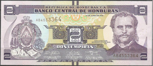 12999 Honduras - 2 Lempiras 2014