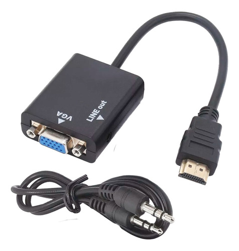 Cabo Adaptador Conversor Hdmi Para Vga Com Saída P2 De Áudio