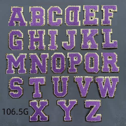 8cm Blue 26 Letters A Group (set) * Adhesive - Embroidered