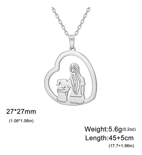 Collar Colgante De Corazón Amor Madre E Hija Abrazo