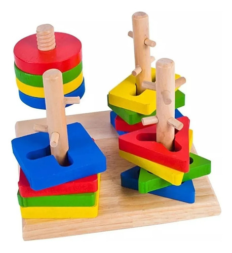 Juego Didáctico Encajable De Figuras Geométricas Montessori