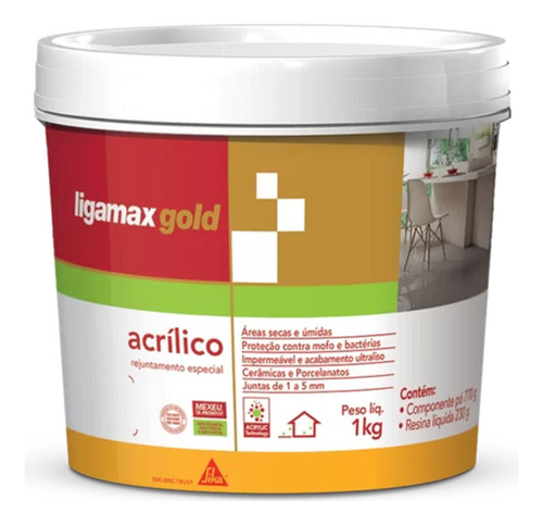 Rejunte Acrílico Ligamax Gold - Cinza 1kg