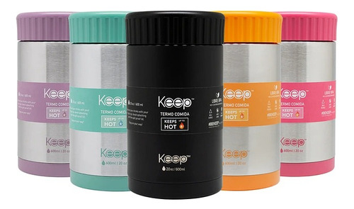 Termo Comida Acero Inoxidable 600 Ml Keep Color Negro