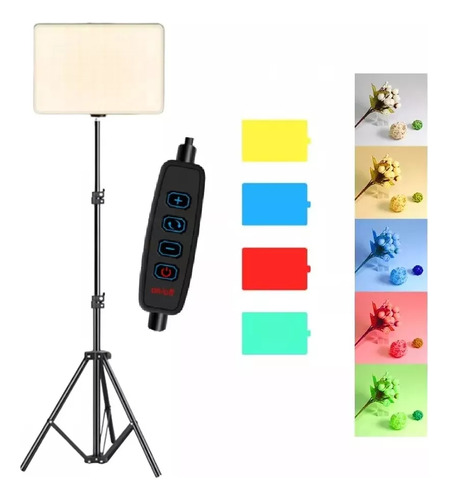 Panel De Luz Led Iluminador Usb Para Streaming Filtro De Color Ajustable Y Soporte Incluido Perfecto Para Grabaciones Y Videos Ohmyshop