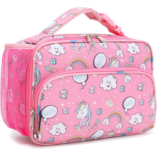 Bolsa Lanchera Flowfly Rosa/unicornio/nube