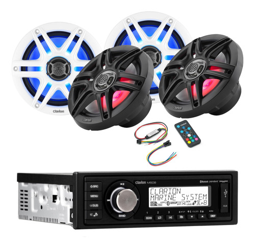 Clarion Marine Single Din Led Rgb Altavoz Coaxial Marino