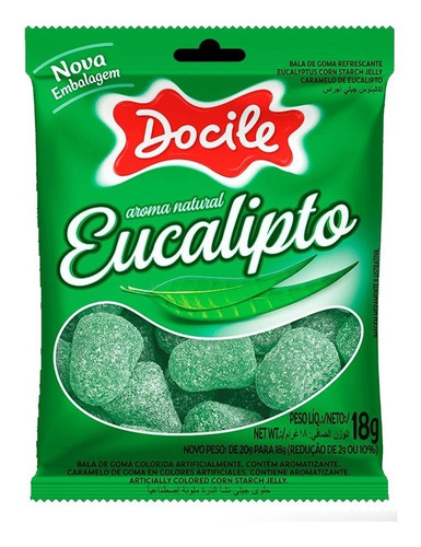3 Caixas Bala Goma Jujuba Eucalipto 24 Un X 18g - Docile