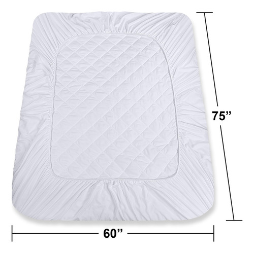 Cubre Colchon Tamaño Queen Acolchado Y Suave De Alta Calida Blanco Geométrico Queen