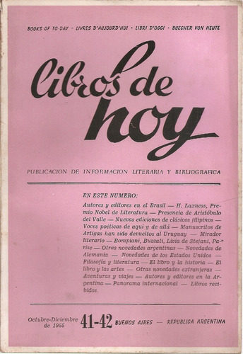 Revista Libros De Hoy Nº 41-42 Octubre-diciembre 1955