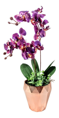 Arranjo Orquídeas Vaso Dourado Prateado - Artificial Enfeite | Parcelamento  sem juros