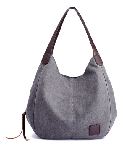 Bolso De Mujer De Lona De Varios Pisos (gris)