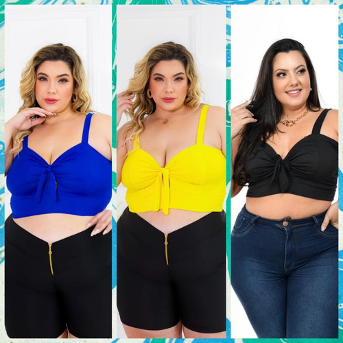 Kit 3 Cropped's Canelado Plus Size Promoção Barato