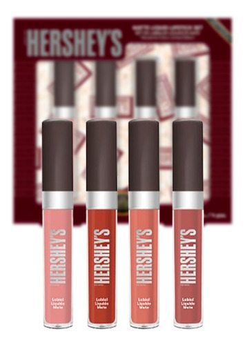 Set De Labiales Hershey's Efecto Matte Aroma Chocolate 4 Pzs