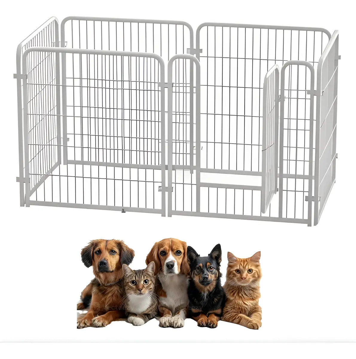 Corral Para Mascotas Rejas De Plegable Perros Armable Diy Conejo Gato Perros Con Puert Color Blanco 120*60cm
