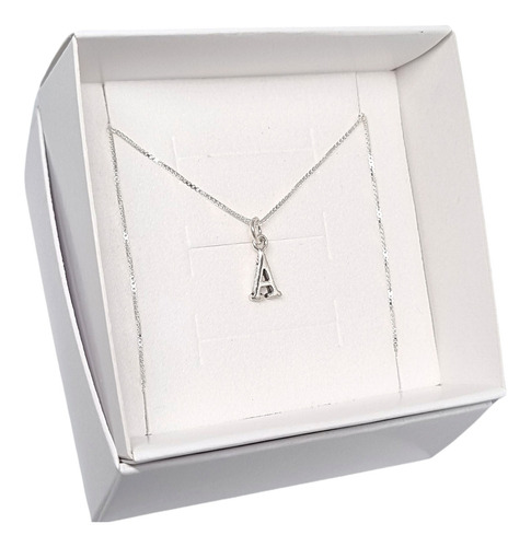 Cadena Con Mini Dije Letra Inicial A De Plata 925 Color Plateado