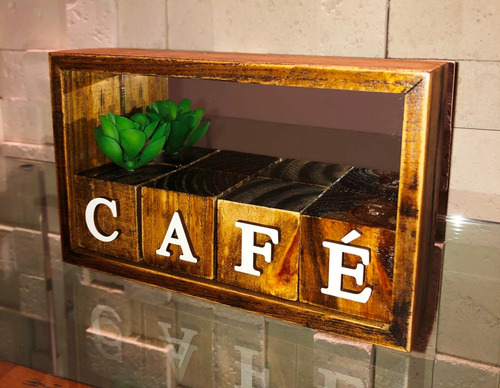 Mini Nicho E Cubos Café Letra Mdf Branco