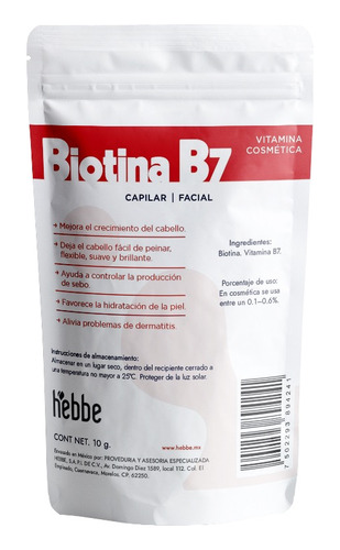 D Biotina Pura B7 Activo Cosmetico Facial En Polvo 10 G