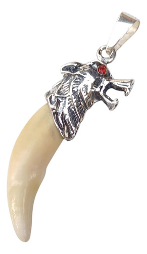 Colmillo De Coyote Encasquillado En Plata Figura Coyote Plateado (Usado)
