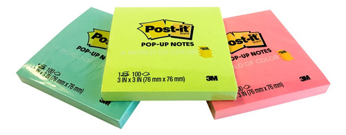 Notas adesivas pop-up Post-it de 3 m, cor de Jaipur, 1 bloco