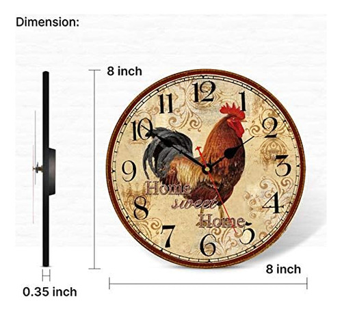 Taheat Reloj De Pared Con Diseño De Gallo, Funciona Con Con