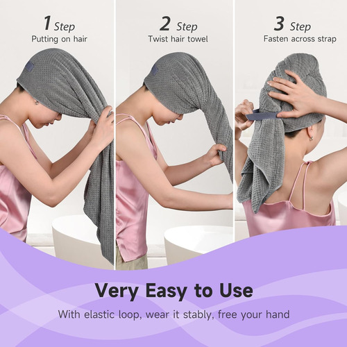 Toalla De Pelo De Microfibra Extra Grande Para Mujer, Cabell