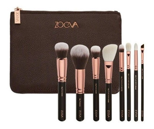 Set 8 Brochas Zoeva Portacosmetico Pinceles Maquillaje