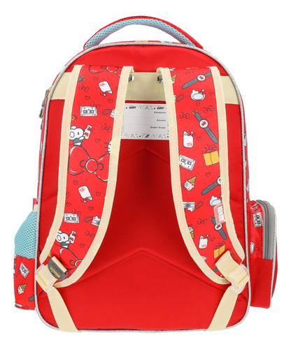Mochila Hello Kitty Cole Escolar Reforzada Roja Kawaii Niñas Color Rojo Diseño De La Tela Liso